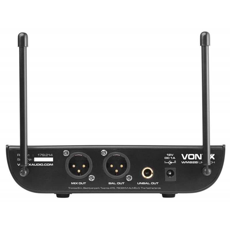 VONYX WM82B Micro inalambrico UHF 2 canales, dos micros,doble Petaca de levalier/Headset.