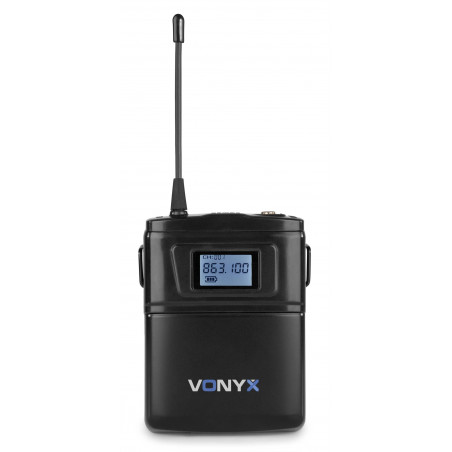 VONYX WM62B Microfono inalambrico UHF 16 Ch. doble. 2 petacas , micros levalier, y Headset
