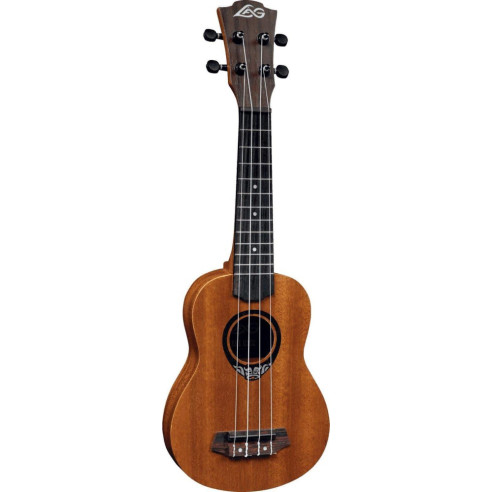 Ukelele Lag TKU10S Serie Tiki Uku Soprano con el cuerpo de Sapelli, tapa de cedro y acabado satinado.