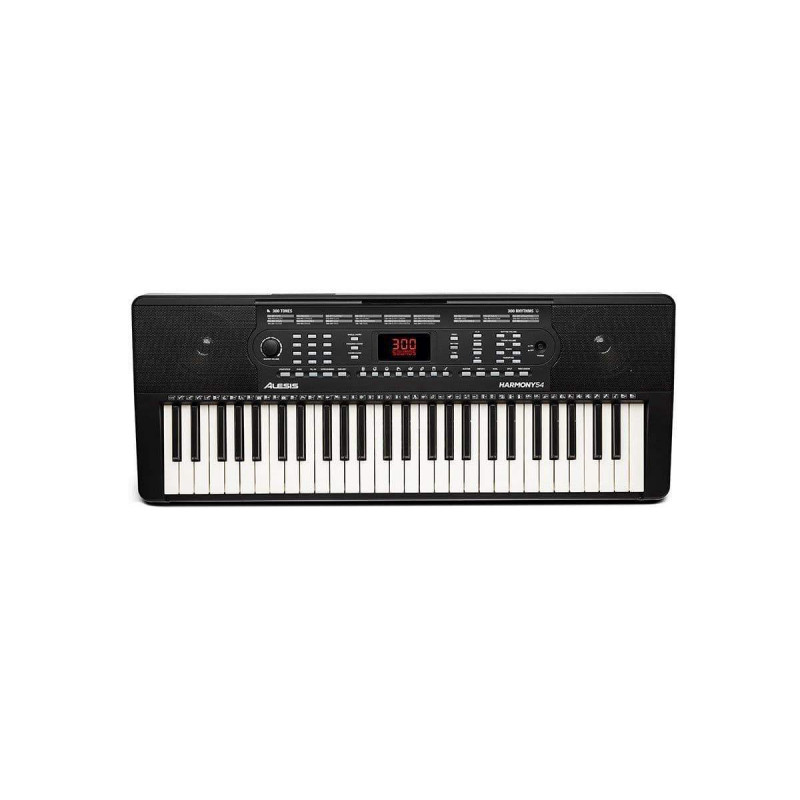 Teclado portátil Alesis Harmony 54 con 54 teclas tipo Piano, 300 sonidos, 300 Ritmos, micrófonoy adaptador de corriente.