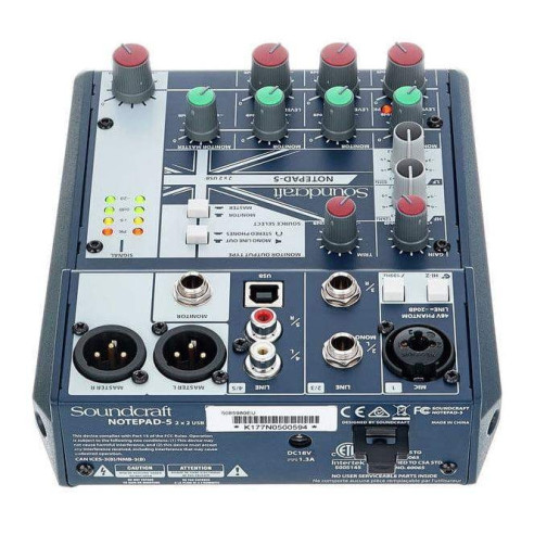 Soundcraft NOTEPAD-5 Mesa Mezclas 5 canales con USB