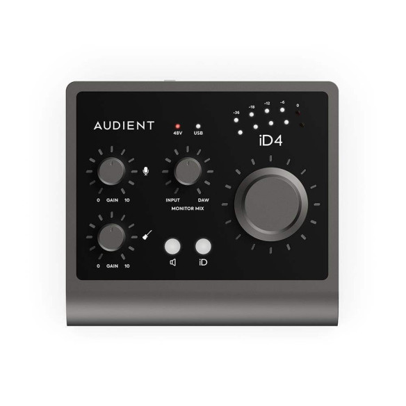 comprar Interface de audio USB Audient iD4 MKII de tamaño compacto con de 2 entradas y 2 salidas.