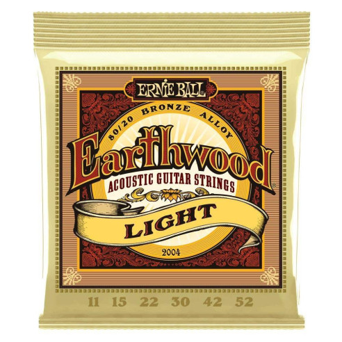 Juego Acústica Ernie Ball 2004 Earthwood Medium 80/20 11-52 Calibres .011, .015, .022w, .030, .042, .052.