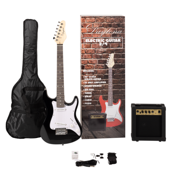 DAYTONA PGEDBK34 PACK GUITARRA 3/4 Eléctrica Strato Negra