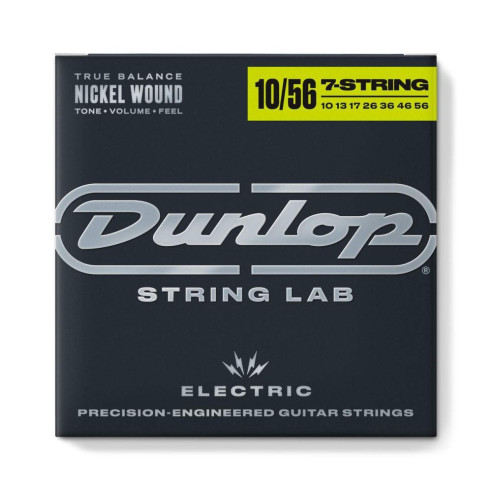 Juego para guitarra Eléctrica de 7 Cuerdas Dunlop Perfomance+ DEN1056 Nickel Wound - Light Calibre 10-56.