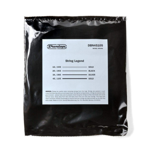 COMPRAR Juego de cuerdas para Bajo Eléctrico Nickel Dunlop DBN45105 Medium 45-105. Calibre Medium 45-65-85-105.