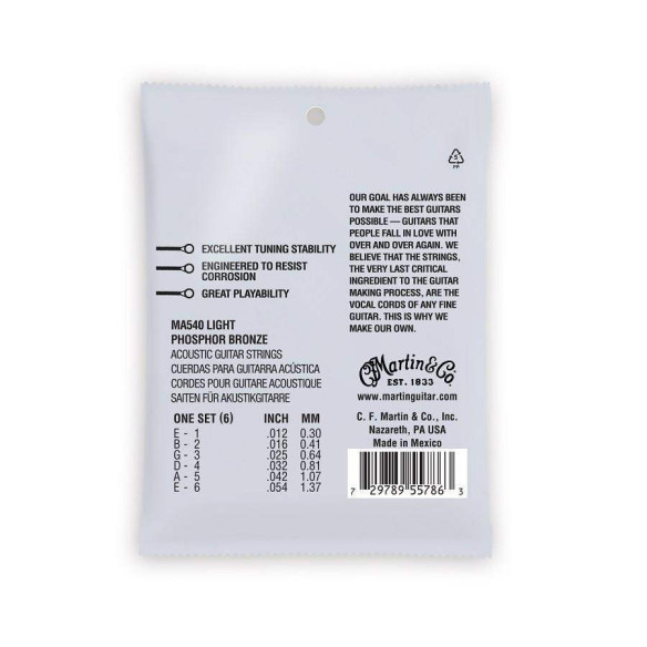 COMPRAR JUEGO ACÚSTICA MARTIN AUTHENTIC SP PHOSPHOR BRONZE 92/8 LIGHT 12-54.