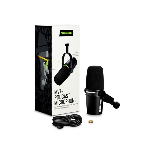 SHURE MV7 PLUS-K Motiv Micrófono vocal dinámico SHURE MV7 PLUS-K Motiv Micrófono vocal dinámico