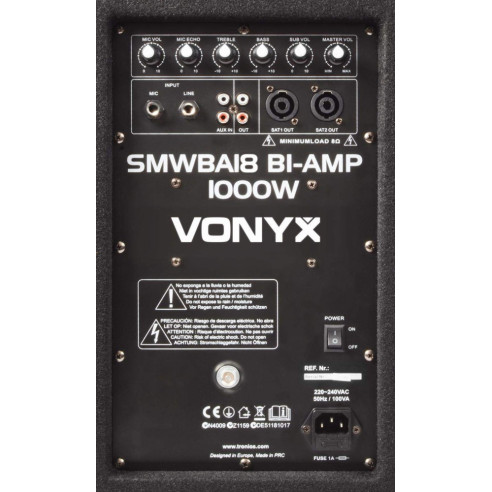 VONYX SMWBA18 Subwoofer Bi-Amplificado 18" 1000W  mas  250+250 W