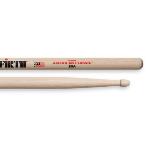 Baquetas VIC FIRTH 55A American Classic Hickory con punta de madera, combinación entre una 5A y una 5B.