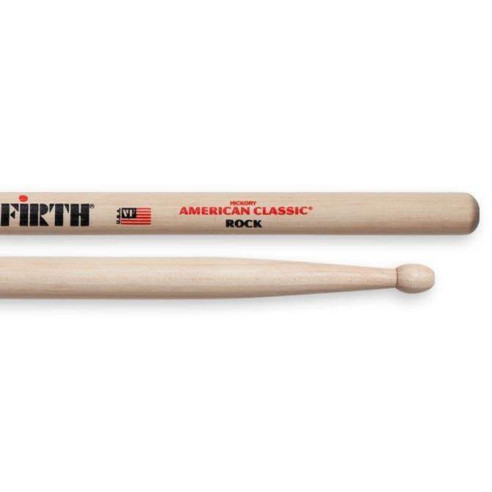 Baquetas VIC FIRTH ROCK American Classic Hickory con punta de madera perfecta para heavy rock, banda y concierto.