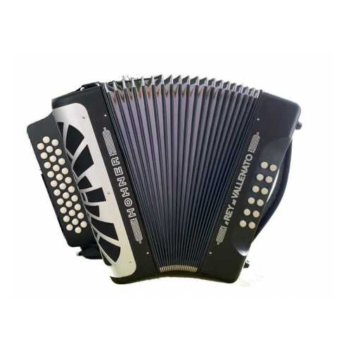 Hohner El Rey del Vallenato GCF Negro/Plata Acordeón de botones