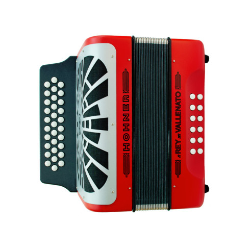 Hohner El Rey del Vallenato GCF Rojo/Plata Acordeón de botones