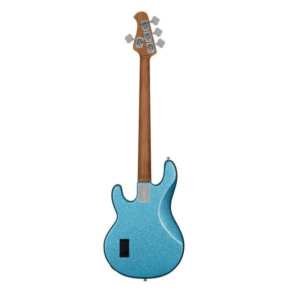 comprar nuevo Bajo eléctrico de 4 cuerdas StingRay by MusicMan RAY34 RM/M en acabado Blue Sparkle con golpeador blanco.