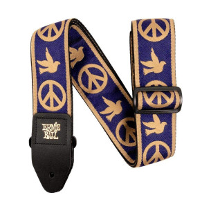 comprar Correa Guitarra / Bajo Ernie Ball Jacquard - Navy Blue Peace Love Dove EB4699 de 2" de ancho y extra larga. 2