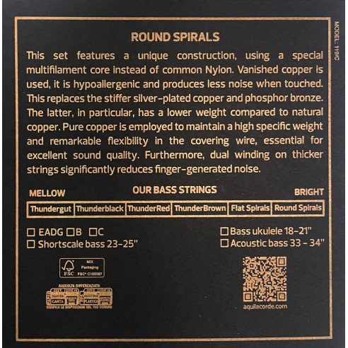 AQUILA Juego Cuerdas Bajo Acústico Round Spirals 320-U