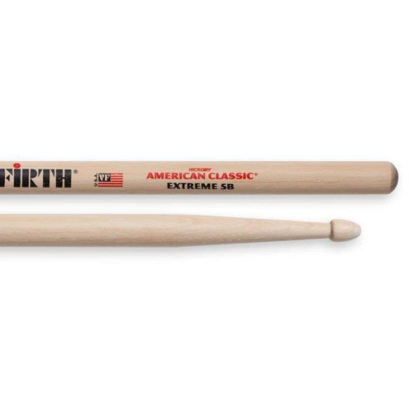 Baquetas Vic Firth X5B American Classic Hickory Extreme, como una 5B pero con más potencia y alcance.