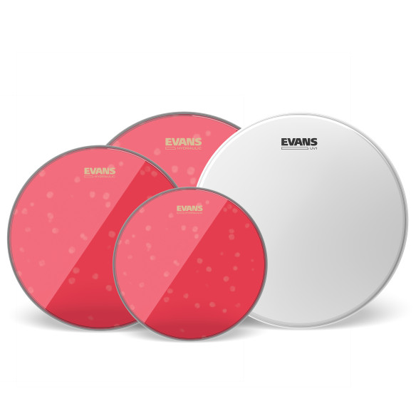 EVANS Juego Parches Fusión Hidráulico rojo (10", 12", 14")  parche caja UV1 14"