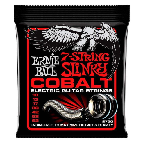 Juego de 7 Cuerdas para Guitarra Eléctrica Slinky Cobalt 10-62 Modelo 2730 , Calibre 010-013-017-030-042-052-062