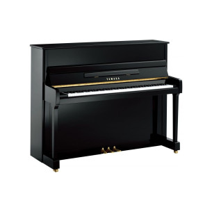 Piano Acústico Vertical Yamaha P116, con una altura de 116 cm y acabado en negro pulido. 2