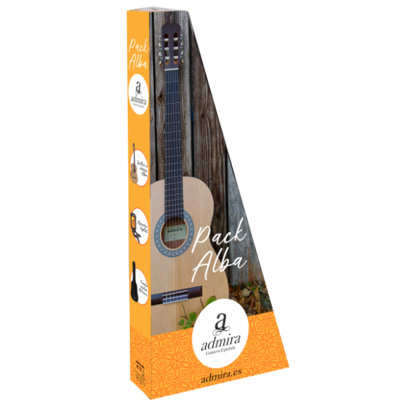 Admira ALBA Pack 4/4 Pack Guitarra Clásica con funda y afinador