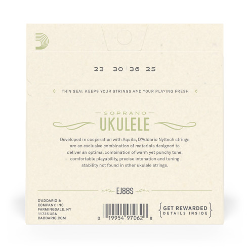 comprar Juego de cuerdas para Ukelele d'Addario EJ88S Cuerdas de Nyltech para ukulele soprano.