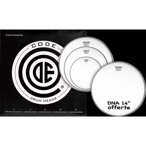 comprar Set de parches para bateria CODE DNA FUSION Blanco  (10,12,14" + DNA 14 ").