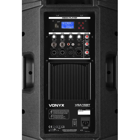 Vonyx VSA15BT Altavoz activo Bi-Amplificado 15" 1000W BT/MP3