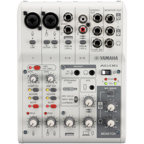 Yamaha AG06MK2 WHITE Mezclador con interfaz USB