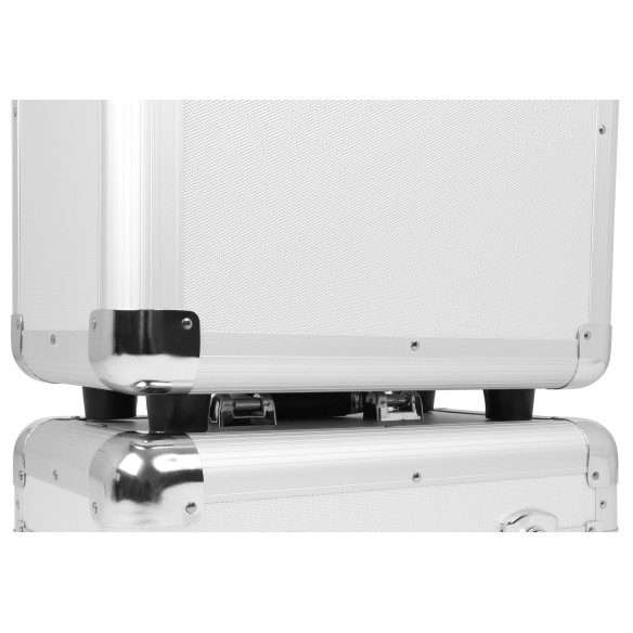 Comprar maleta para vinilos Power Dynamics RC100 plateada con capacidad para 80 vinilos.