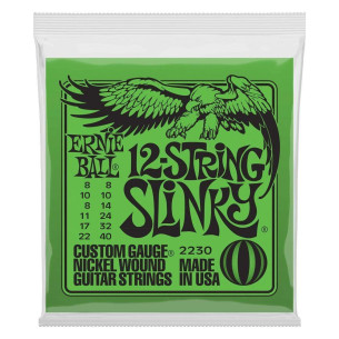 Juego de 12 Cuerdas para Guitarra Electrica Ernie Ball Slinky Nickel Wound 2230 calibre 8-40. 2