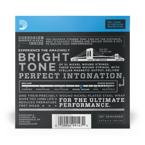 D' Addario EXL157 Juego Cuerdas Guitarra Eléctrica 14-68