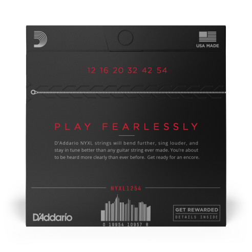 comprar Juego de cuerdas para Guitarra Eléctrica d'Addario NYXL1254 de entorchado de níquel, calibre grueso, 12-54.