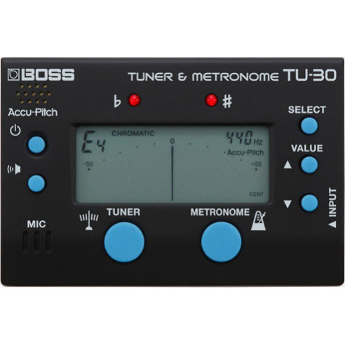 comprar afinador, comprar metrónomo, Afinador y metrónomo Boss TU-30 con micrófono incorporado, de calidad profesional