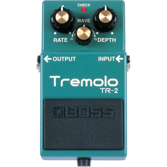Pedal Tremolo Boss TR-2 con efectos de tremolo clásicos de los amplificadores de antaño. Pedal Tremolo Boss TR-2 con efectos de tremolo clásicos de los amplificadores de antaño.