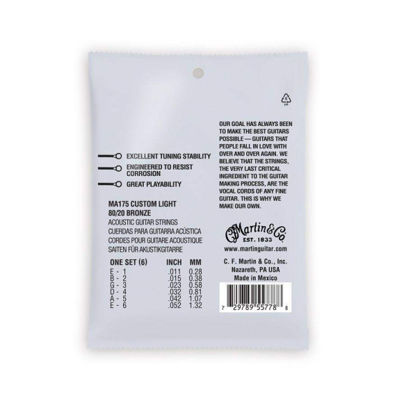 comprar Juego de cuerdas para Guitarra Acústica AUTHENTIC SP BRONZE 80/20 CUSTOM LIGHT 11-52