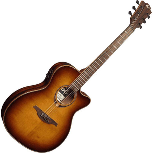 comprar Guitarra Electroacústica Lag Tramontane T118ASCE-BRS tipo Auditorium Slim con cutaway, acabado en Brown Shadow.