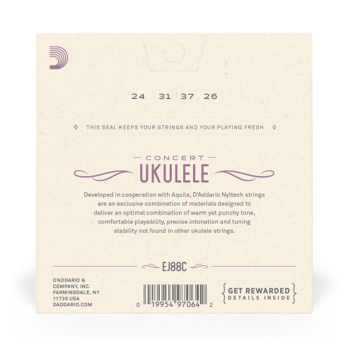 comprar Juego de cuerdas para Ukelele d'Addario EJ88C Cuerdas de Nyltech para ukulele de concierto.