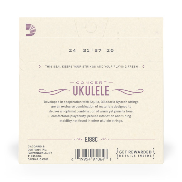 comprar Juego de cuerdas para Ukelele d'Addario EJ88C Cuerdas de Nyltech para ukulele de concierto.