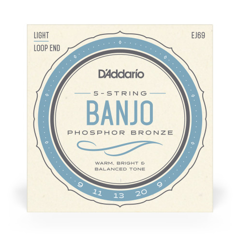 comprar Juego de cuerdas para Banjo d'Addario EJ69 Para banjo de 5 cuerdas, bronce fosforado, calibre fino, 9-20.