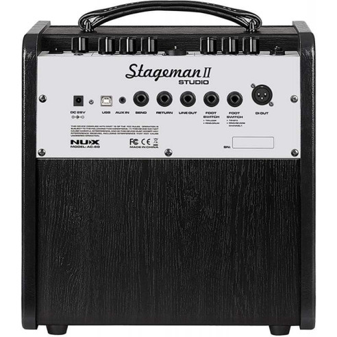 NUX AC-60 Stageman II Amplificador Guitarra Acústica 2 canales, guitarra,y micro con bluetooth, looper y caja de ritmos.