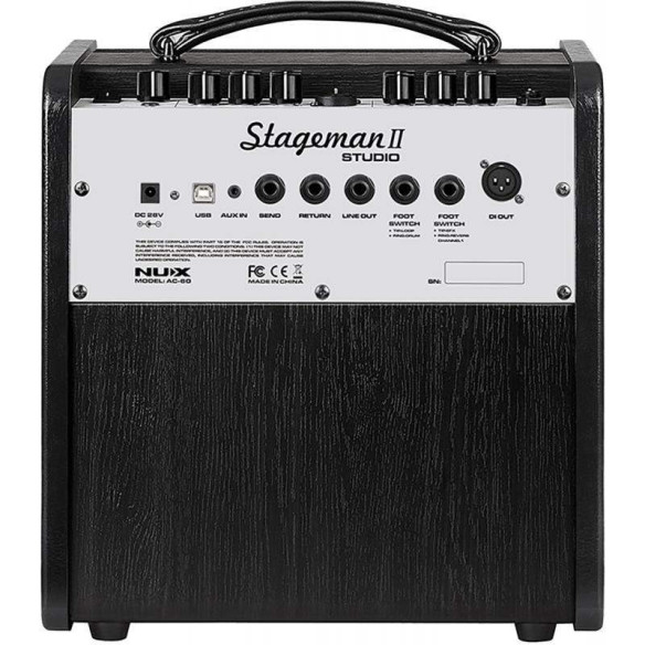 NUX AC-60 Stageman II Amplificador Guitarra Acústica 2 canales, guitarra,y micro con bluetooth, looper y caja de ritmos.