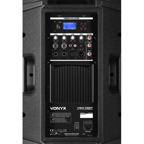 Vonyx VSA12BT Altavoz activo Bi-Amplificado 12" 800W BT/MP3