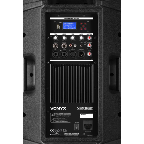 Vonyx VSA12BT Altavoz activo Bi-Amplificado 12" 800W BT/MP3