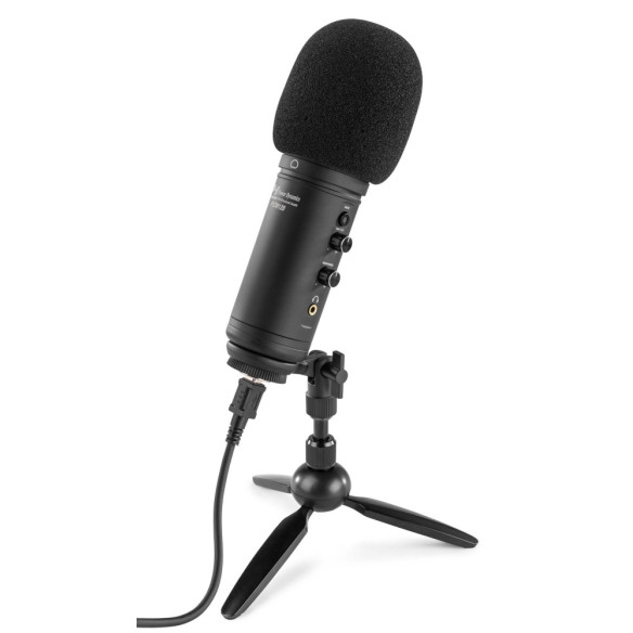 POWER DYNAMICS PCM120 Micrófono de Condensador USB Audio Broadcasting y Streaming incluye Trípode y Cable USB.