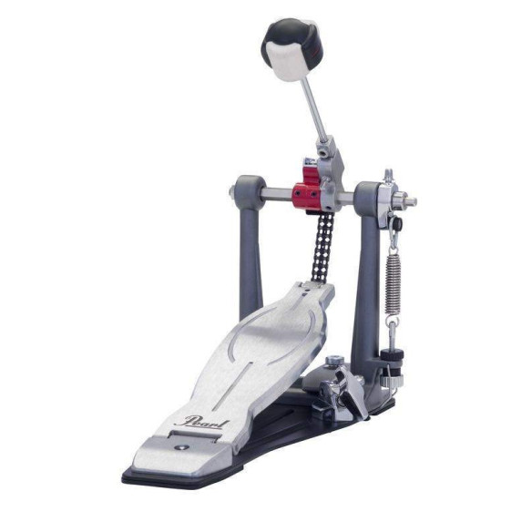Pedal de bombo Pearl Eliminator Solo P-1030R Rojo, un pedal que ofrece una acción sin esfuerzo con un rebote acentuado.