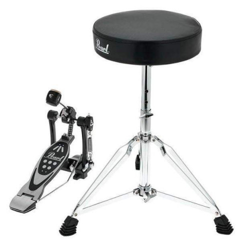 Hardware Pack Pearl HWP-DP53 que incluye un sillín de bateria Pearl D-50 y un Pedal de Bombo sencillo P-530.
