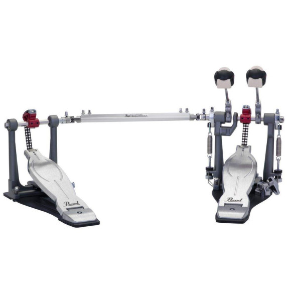 Pedal de bombo Doble Pearl Eliminator Solo P-1032R Rojo, ofrece una acción sin esfuerzo con un rebote acentuado.