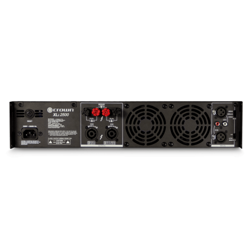 Etapa de potencia CROWN XLI2500 2x500W a 8 Ohms, 2x750W a 4 Ohms y 1500W Bridge a 8 Ohms.