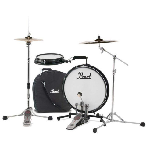Bateria Pearl Compact Traveler Kit PCTK-1810, una bateria ultra-compacta con bombo de 18" y caja de 10".
